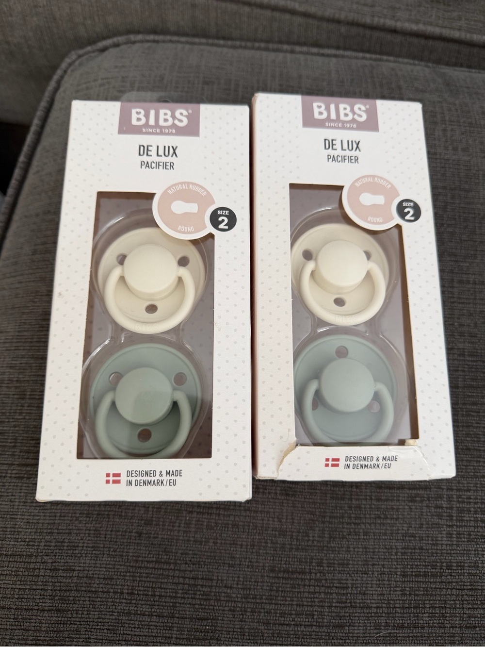 BIBS De Lux Pacifiers - Cream & Sage (Set of 4 total)